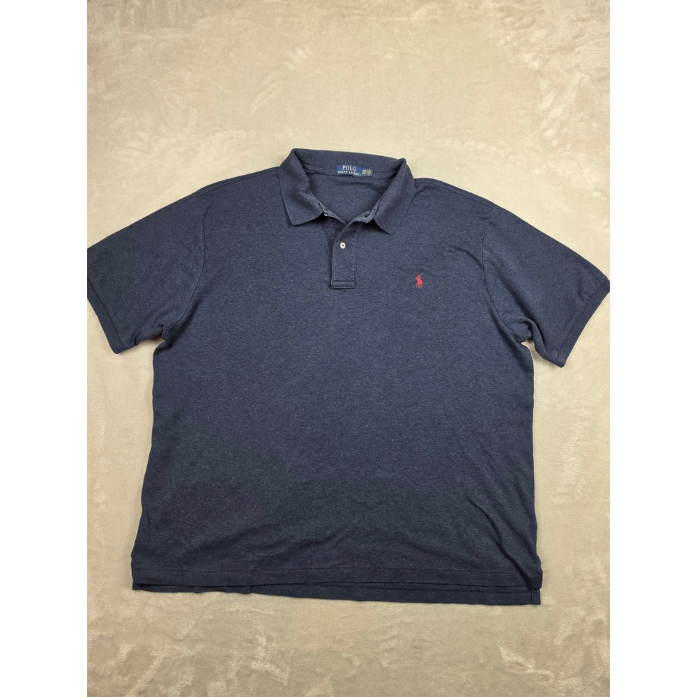 Polo Ralph Lauren Polo Shirt Mens 2XB Blue Short Sleeve Cotton Solid Logo